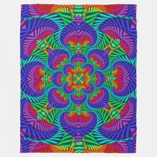 Rainbow  Psychedelic Fractal Kaleidoscope Fleece Deken (Voorkant)