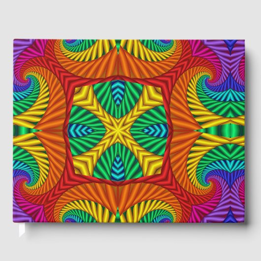 Rainbow  Psychedelic Fractal Kaleidoscope Gastenboek (Voorkant)