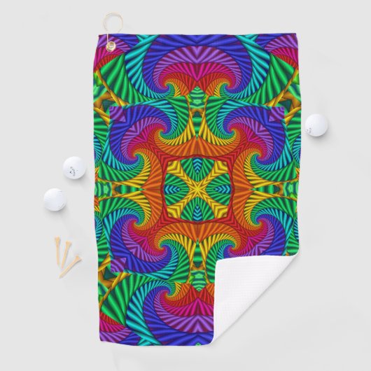 Rainbow  Psychedelic Fractal Kaleidoscope Golfhanddoek (Insitu)