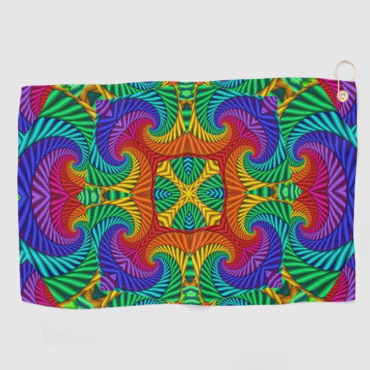 Rainbow  Psychedelic Fractal Kaleidoscope Golfhanddoek (Horizontaal)