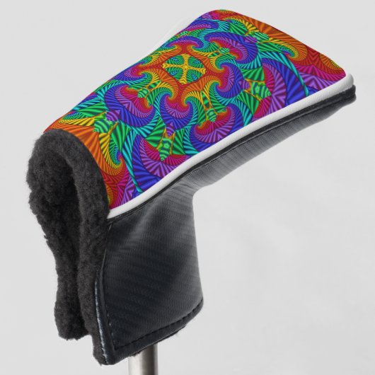 Rainbow  Psychedelic Fractal Kaleidoscope Golfheadcover (3/4 voorkant)