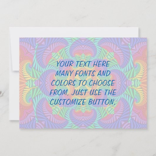 Rainbow Psychedelic Fractal Kaleidoscope Kaart (Achterkant)