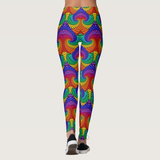 Rainbow Psychedelic Fractal Kaleidoscope Leggings (Achterkant)