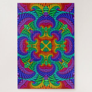 Rainbow  Psychedelic Fractal Kaleidoscope Legpuzzel