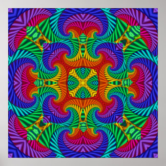 Rainbow Psychedelic Fractal Kaleidoscope Poster