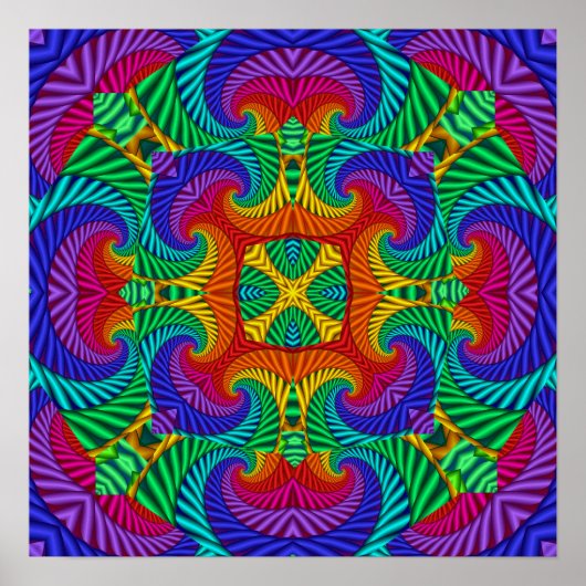Rainbow  Psychedelic Fractal Kaleidoscope Poster (Voorkant)