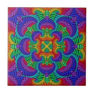 Rainbow  Psychedelic Fractal Kaleidoscope Tegeltje