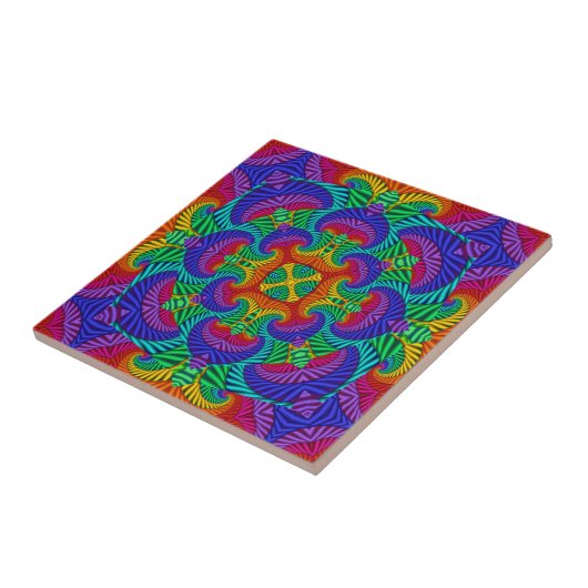 Rainbow  Psychedelic Fractal Kaleidoscope Tegeltje (Zijkant)