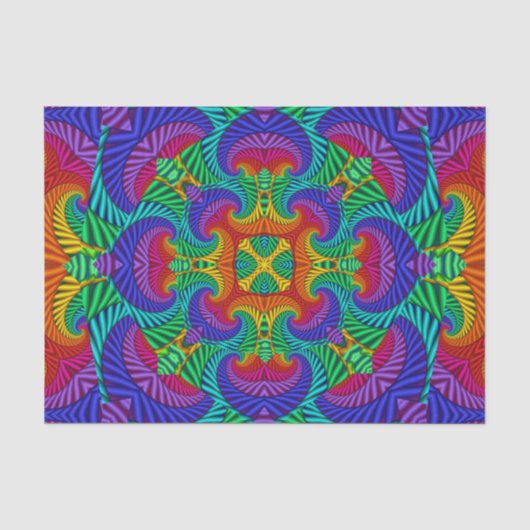 Rainbow Psychedelic Fractal Kaleidoscope Tissuepapier (Voorkant)