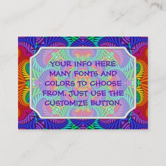 Rainbow Psychedelic Fractal Kaleidoscope Visitekaartje (Achterkant)