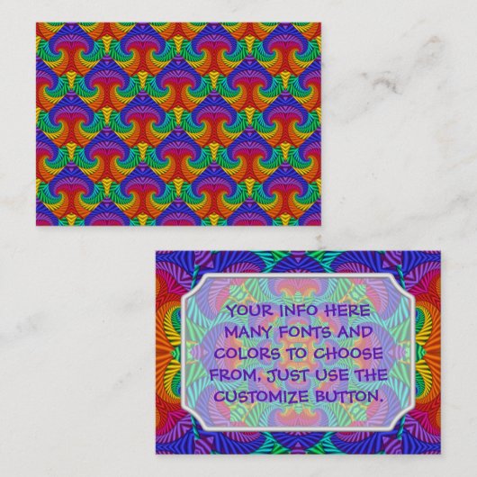 Rainbow Psychedelic Fractal Kaleidoscope Visitekaartje (Voorkant / Achterkant)
