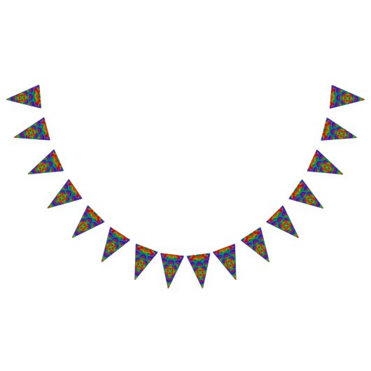 Rainbow Psychedelic Fractal Kaleidoscope Vlaggetjes (Alle)