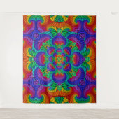 Rainbow Psychedelic Fractal Kaleidoscope Wandkleed (Voorkant)