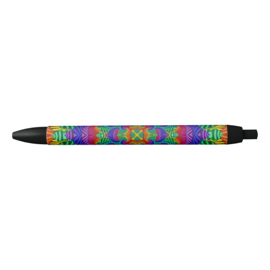 Rainbow Psychedelic Fractal Kaleidoscope Zwarte Inkt Pen (Voorkant)