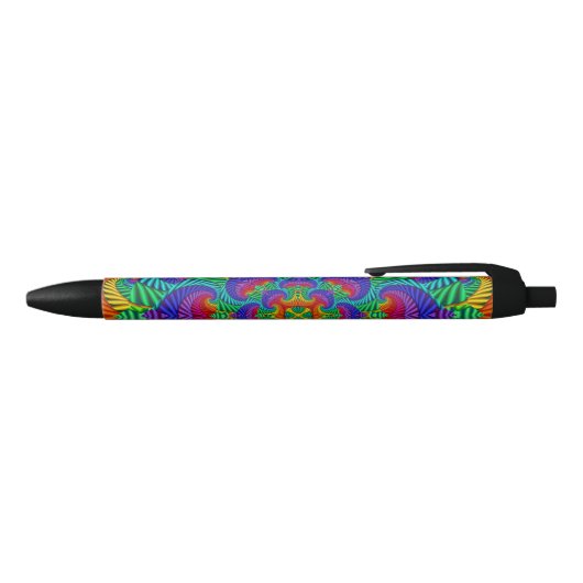 Rainbow  Psychedelic Fractal Kaleidoscope Zwarte Inkt Pen (Bovenkant)