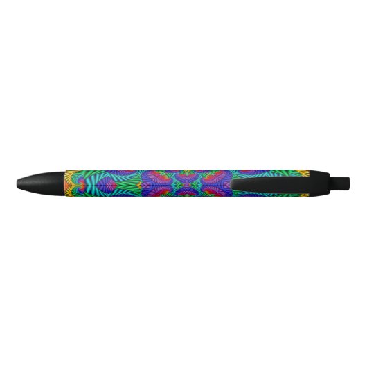 Rainbow Psychedelic Fractal Kaleidoscope Zwarte Inkt Pen (Achterkant)