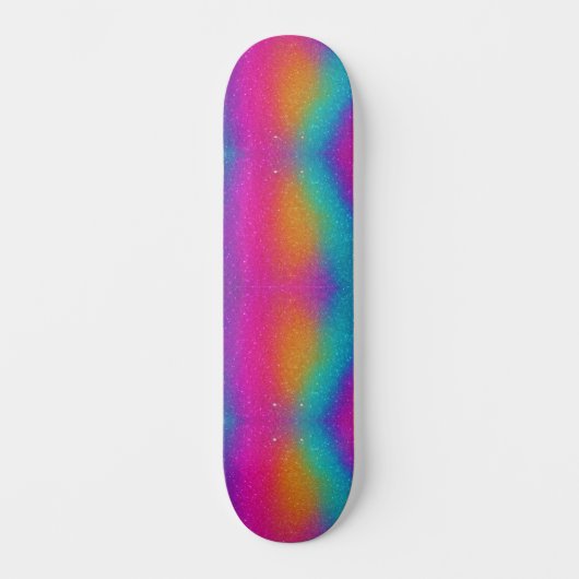 Rainbow Psychedelic Glitter Neon Skateboard (Voorkant)