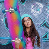 Rainbow Psychedelic Glitter Neon Skateboard