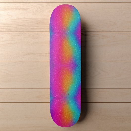Rainbow Psychedelic Glitter Neon Skateboard