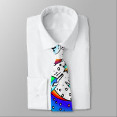 Rainbow Psychedelic Sun & Stars Vibrant Colorful Stropdas (Gebonden)