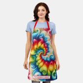 Rainbow Psychedelic Tie-Dye Apron Schort (Gedragen)