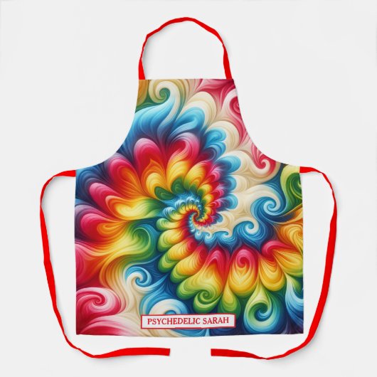 Rainbow Psychedelic Tie-Dye Apron Schort (Voorkant)