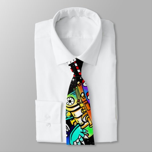 Rainbow Psychedelic Train Vibrant Colorful Patroon Stropdas (Gebonden)