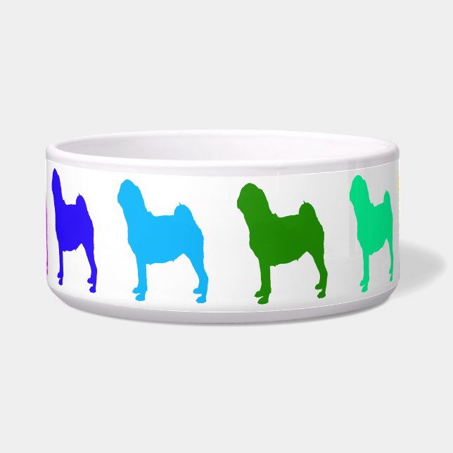 Rainbow Pug Pet Bowl Voerbakje (Voorkant)