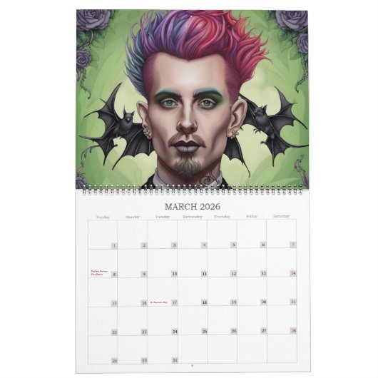 Rainbow Punks van Ivy en Bat Art Calendar Kalender (Mar 2026)