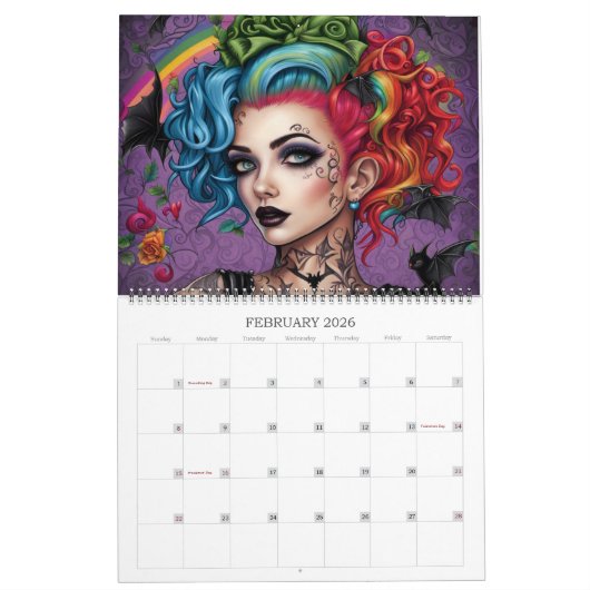 Rainbow Punks van Ivy en Bat Art Calendar Kalender (Feb 2026)