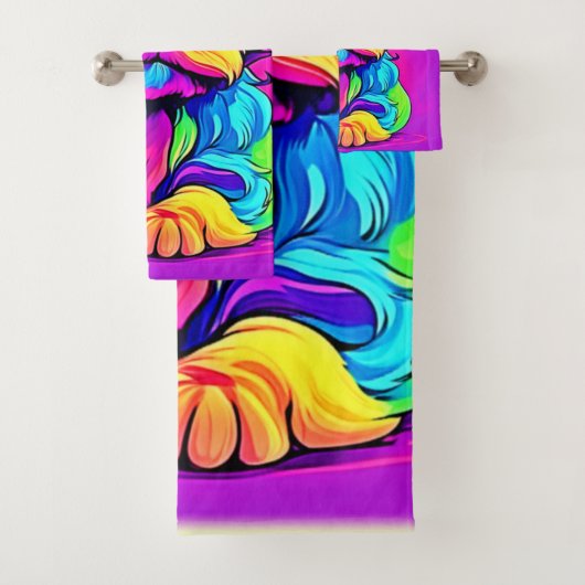 Rainbow Puppy kunstwerk Bad Handdoek (Insitu)