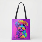Rainbow Puppy kunstwerk Tote Bag (Voorkant)