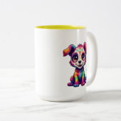 Rainbow Puppy Mug Tweekleurige Koffiemok (Voorkant rechts)