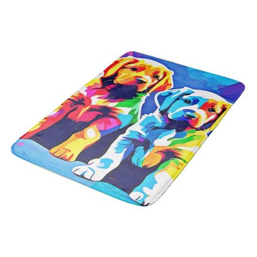 Rainbow Pups: een speels duo Badmat (Gekanteld)