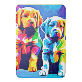 Rainbow Pups: een speels duo Badmat