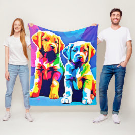 Rainbow Pups: een speels duo Fleece Deken
