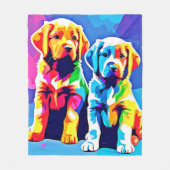 Rainbow Pups: een speels duo Fleece Deken (Voorkant)