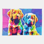Rainbow Pups: een speels duo Theedoek (Horizontaal)