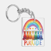 Rainbow Purride Cat Digitale Kunst Sleutelhanger (Voorkant Links)