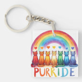 Rainbow Purride Cat Digitale Kunst Sleutelhanger (Voorkant)