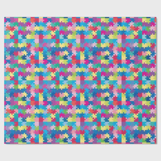 Rainbow Puzzle Pattern Autism Awareness Cadeaupapier (Vlak)