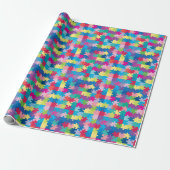 Rainbow Puzzle Pattern Autism Awareness Cadeaupapier (Uitgerold)