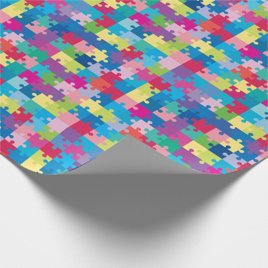 Rainbow Puzzle Pattern Autism Awareness Cadeaupapier (Hoek)