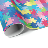 Rainbow Puzzle Pattern Autism Awareness Cadeaupapier (Rol Hoek)