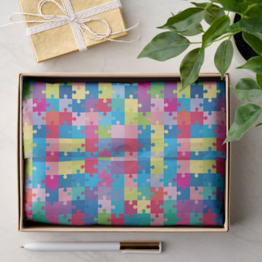 Rainbow Puzzle Pattern Autism Awareness Tissuepapier (Geschenk)