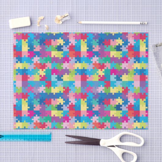 Rainbow Puzzle Pattern Autism Awareness Tissuepapier (Craft)