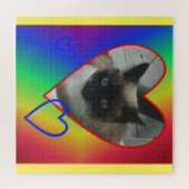 Rainbow Puzzle: Siamese kat in hart Legpuzzel (Horizontaal)