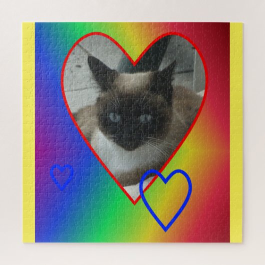 Rainbow Puzzle: Siamese kat in hart Legpuzzel (Verticaal)