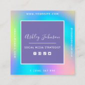 Rainbow QR Social Media Strategist Card Vierkante Visitekaartje (Voorkant)