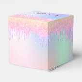 Rainbow Quinceanera glitter roos Gold bedankt Bedankdoosjes (Achterkant)